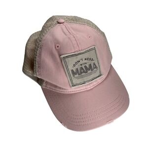 Karma Pink Mama Distressed Trucker Hat Mesh Back Baseball Cap Women "Don't Mess"